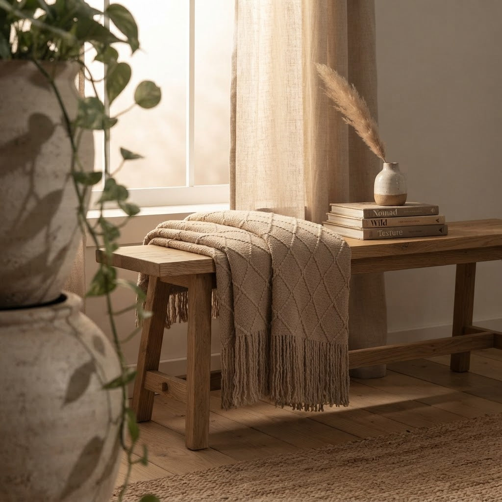 ARULA™ Chunky Woven Decorative Throw Blanket with Tassels