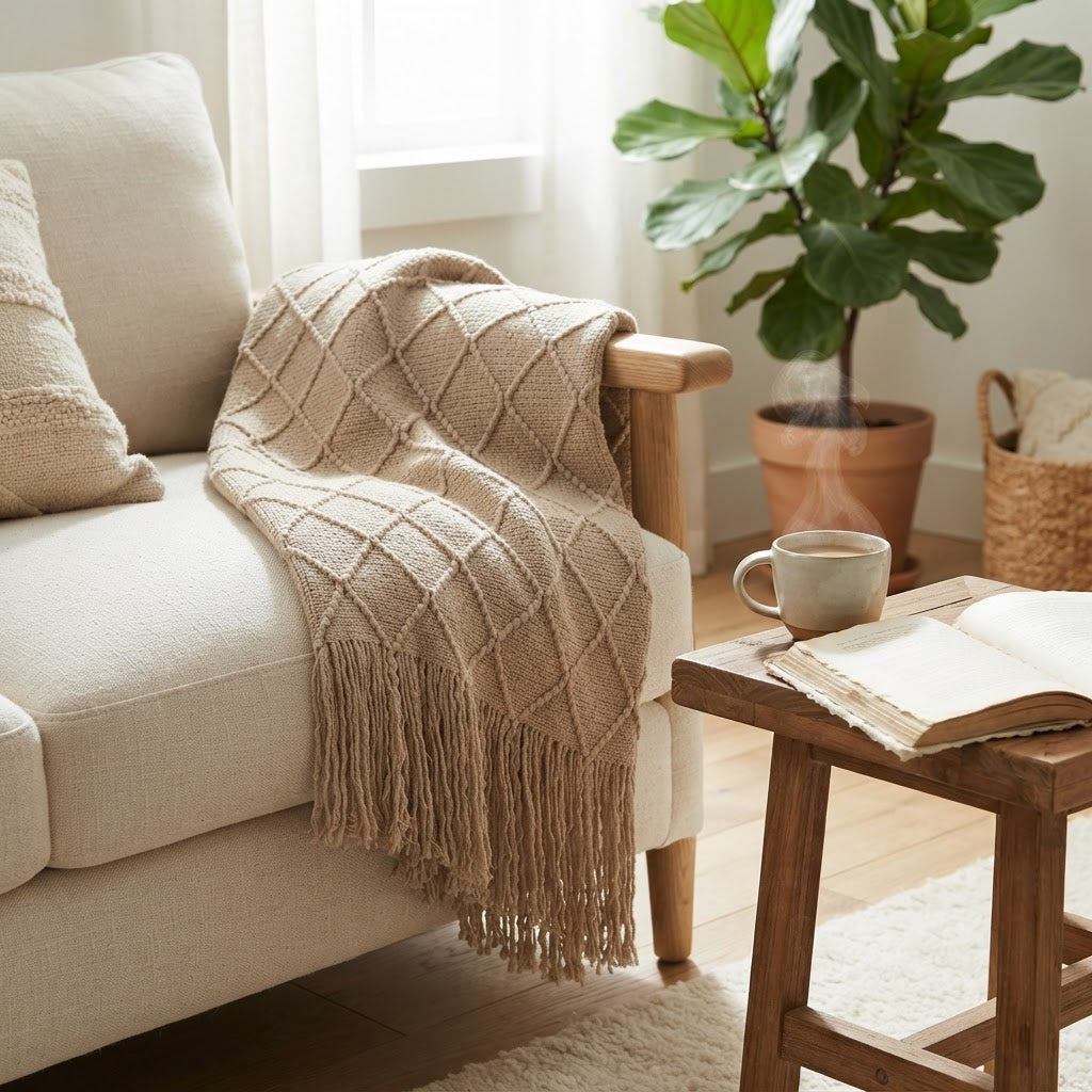 ARULA™ Chunky Woven Decorative Throw Blanket with Tassels
