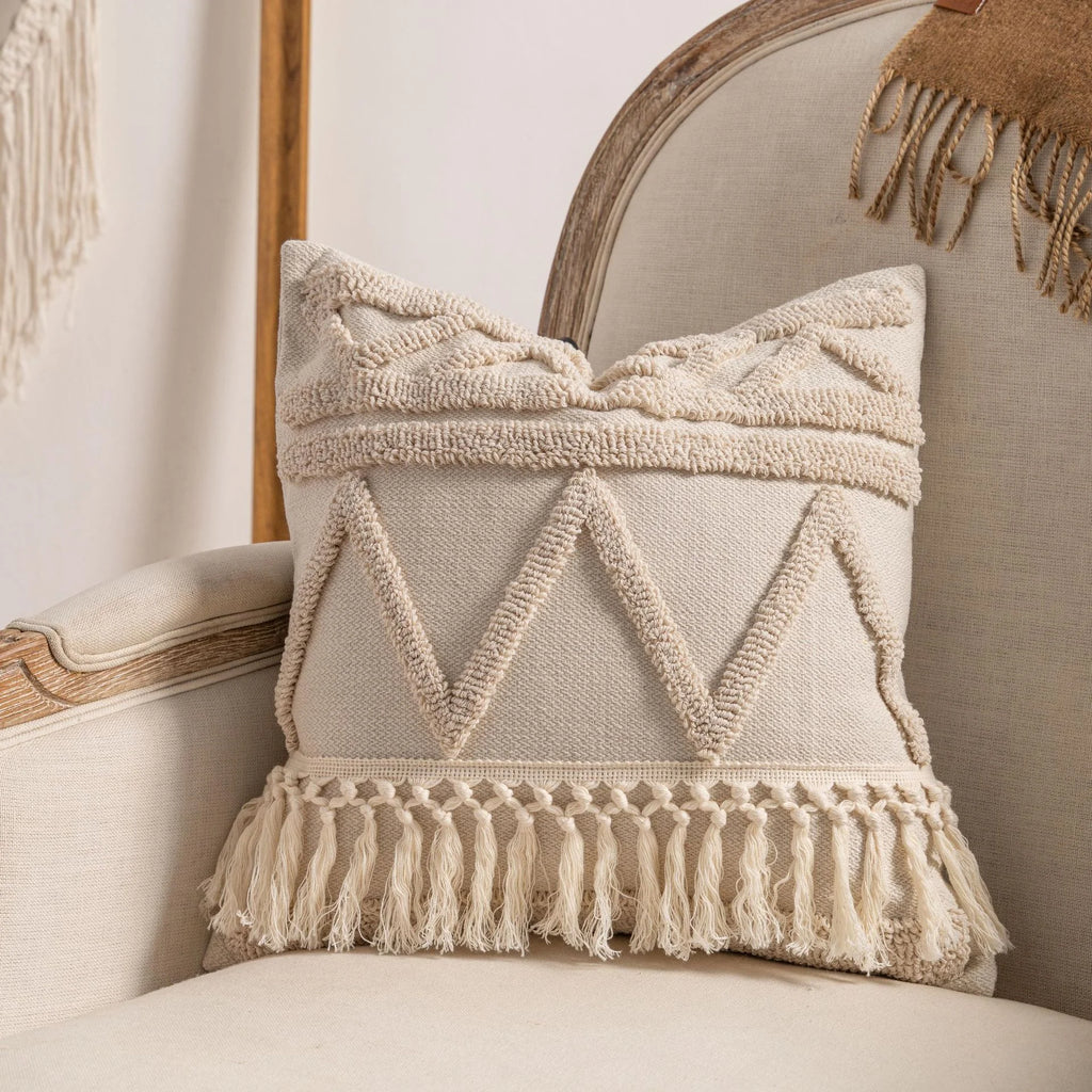 ARULA™ Boho Baumwoll-Leinen Kissenbezug mit Quasten