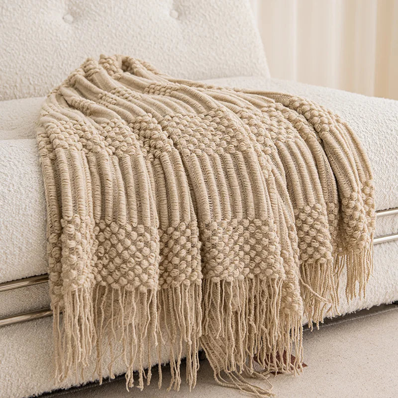 ARULA™ Chunky Woven Decorative Throw Blanket with Tassels