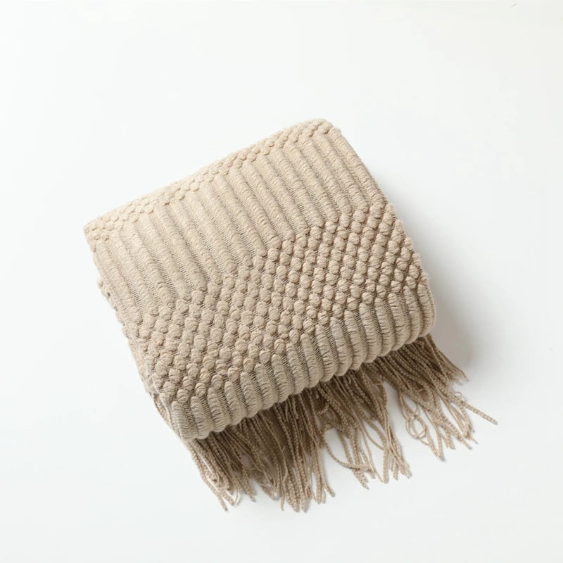 ARULA™ Chunky Woven Decorative Throw Blanket with Tassels