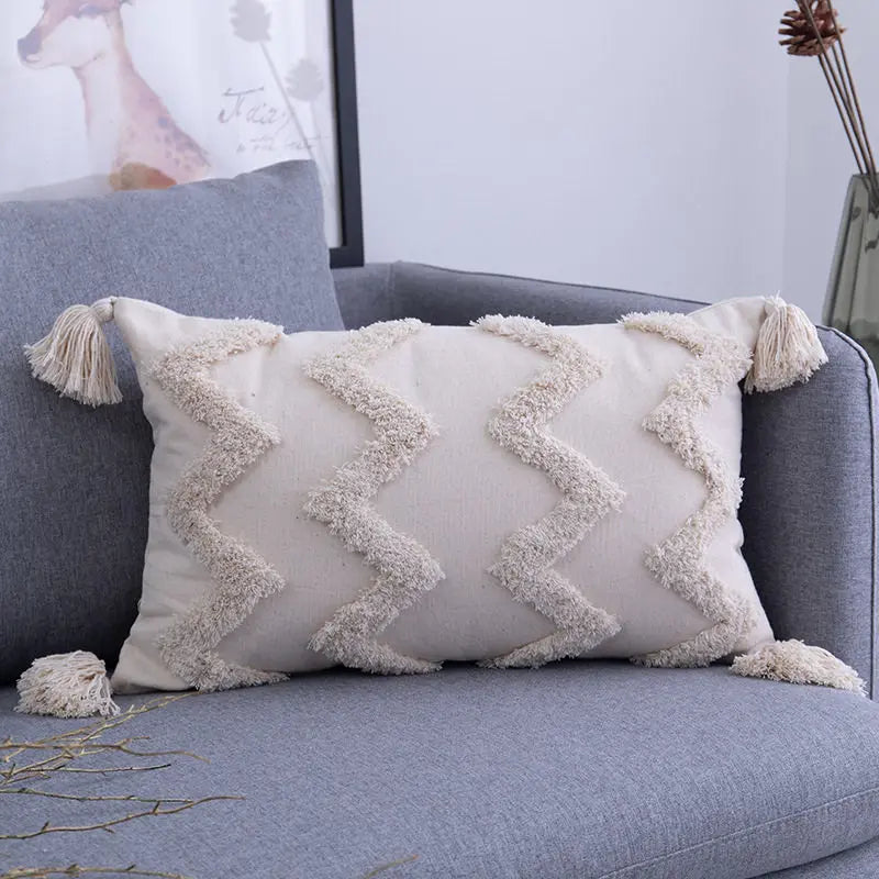 ARULA™ Boho Baumwoll-Leinen Kissenbezug mit Quasten