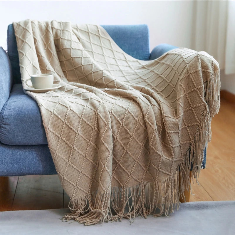 ARULA™ Chunky Woven Decorative Throw Blanket with Tassels