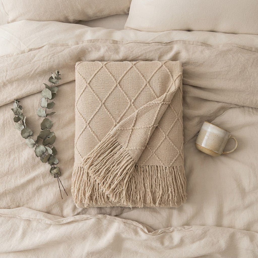 ARULA™ Chunky Woven Decorative Throw Blanket with Tassels