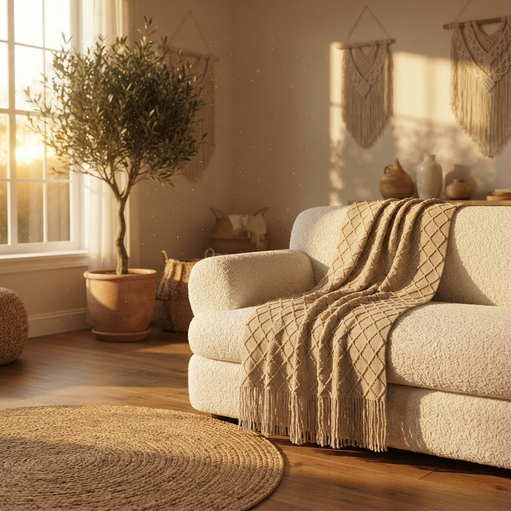 ARULA™ Chunky Woven Decorative Throw Blanket with Tassels